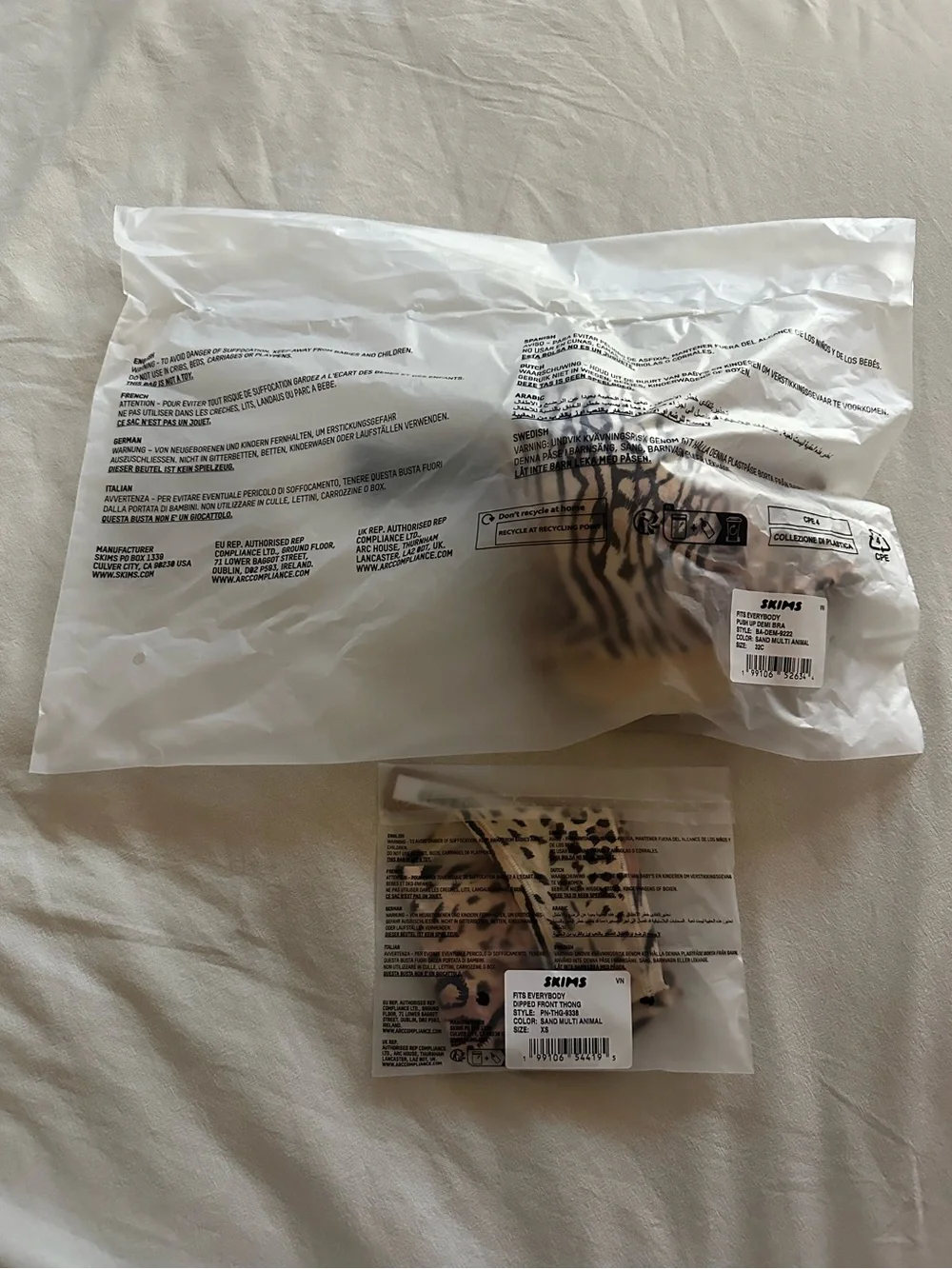 Skims Sand Multi Animal Bra and Thong - Picture 3 of 8